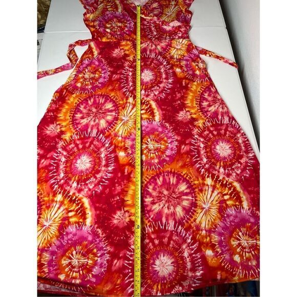 Floral Print Tie Dye Dress midi Vneck Approximately Size M - Picture 11 of 16